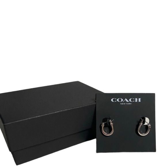 Coach Pave Signature Huggie Earrings NWT - Picture 5 of 7